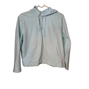 Talbots Womens Petite Light Blue Zip-Up Hoodie M Petiye Athleisure